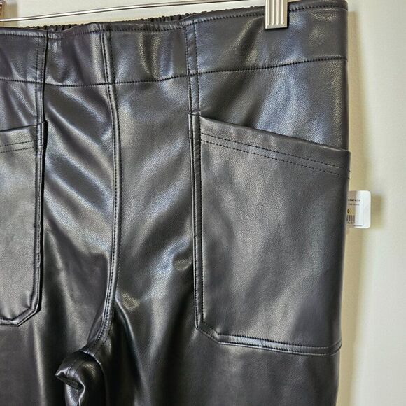 NEW WITH TAGS MONO B TOO COOL VEGAN LEATHER BLACK STRAIGHT PANTS SIZE M - Picture 4 of 15